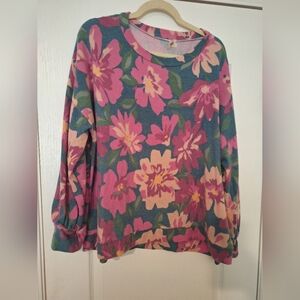 Floral Women's Top - Pink and Green Womens HAPTICS 1X NWOT